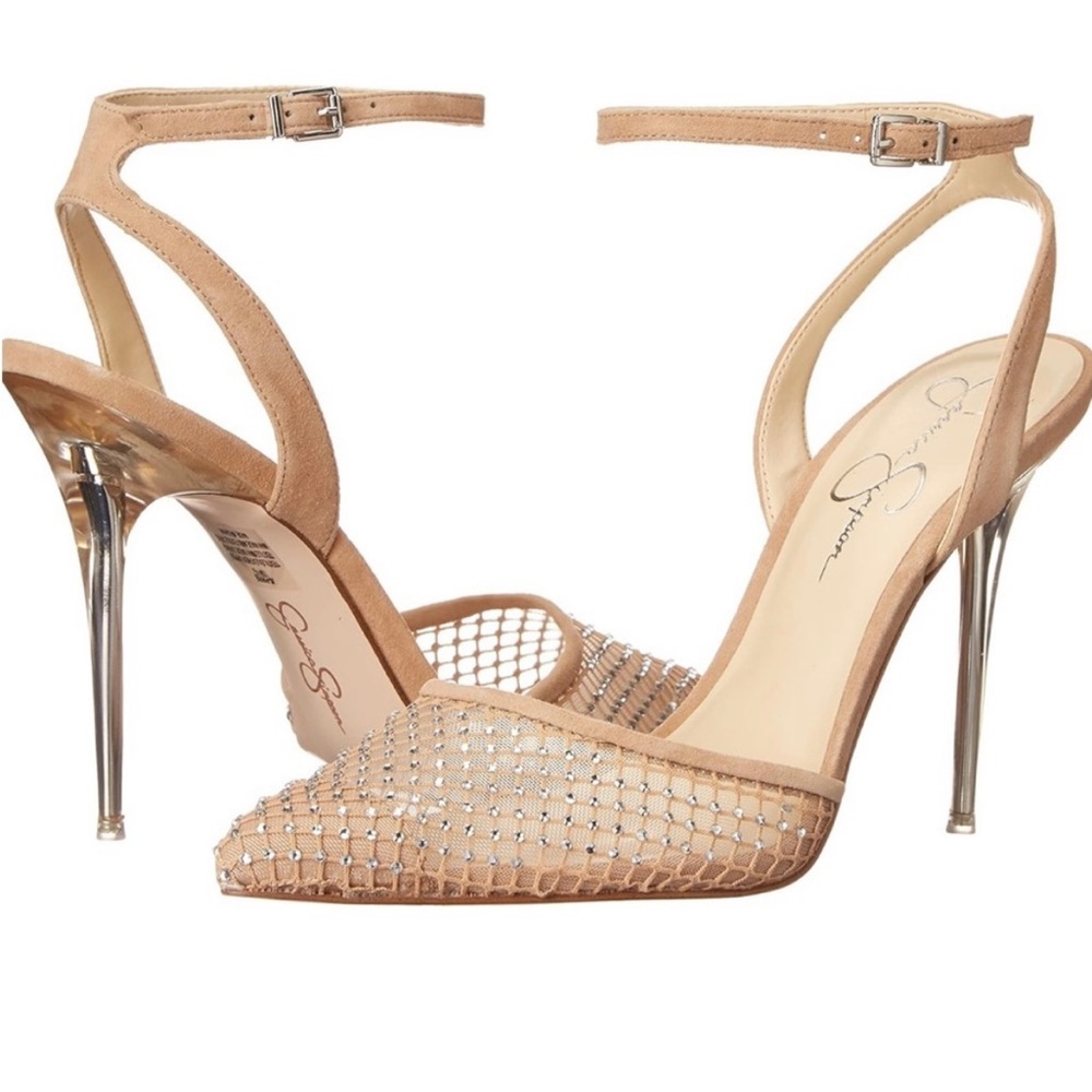 Jessica Simpson Pirrie Women's Patent Ankle Wrap Pointed Toe Pumps